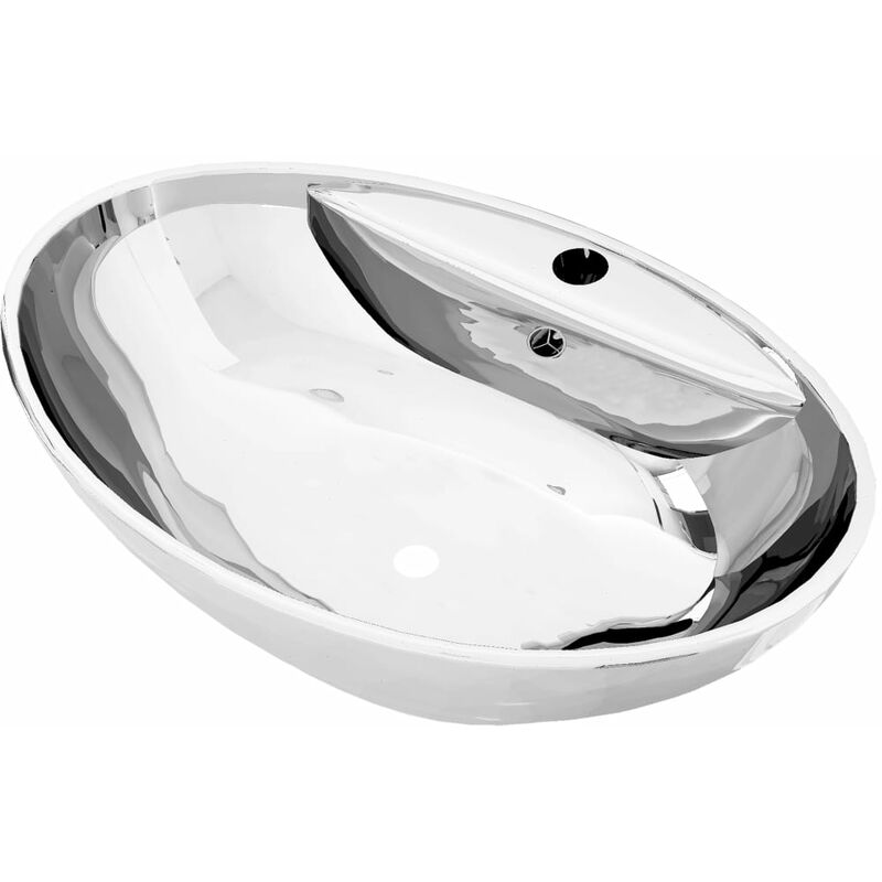 

Lavabo con rebosadero 58,5x39x21 cm ceramica plateado