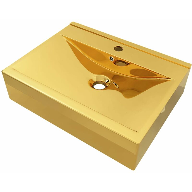 

Lavabo con rebosadero 60x46x16 cm cerámica dorado - Oro - Vidaxl