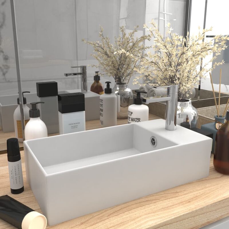

Lavabo con rebosadero cerámica blanco mate