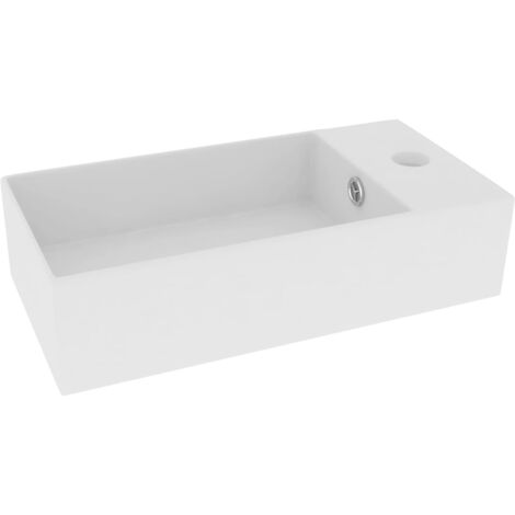 Lavabo con rebosadero cerámica blanco mate vidaXL