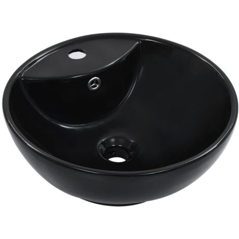 Lavabo con troppopieno lavabo da appoggio lavabo da appoggio montato interno bagno doccia cabina WC casa 46,5 x 18 cm ceramica nera 020002613
