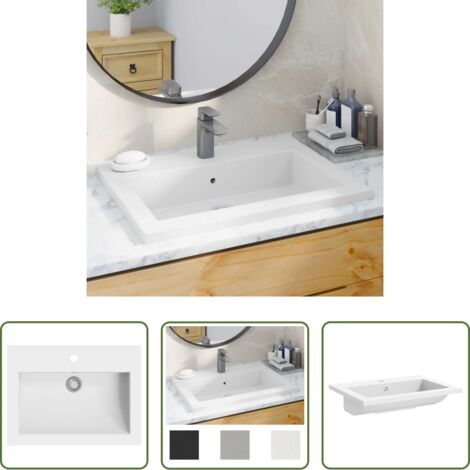 Lavabo con troppopieno -  Lavandino in Granito 600x450x120 mm Bianco