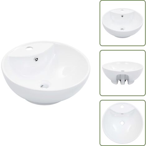 Lavabo con troppopieno - vidaXL Lavandino con Troppopieno 46,5x18 cm in Ceramica Bianco - Lavabo per bagno
