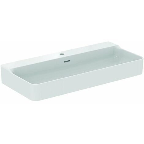 Lavabo CONCA 1000x450x165mm bianco con rubinetteria IdealPlus 1 foro, con troppopieno IDEAL STANDARD
