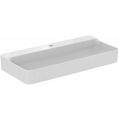 Lavabo CONCA 1000x450x165mm bianco con rubinetteria IdealPlus 1 foro, senza troppopieno IDEAL STANDARD