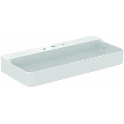Lavabo CONCA 1000x450x165mm bianco con rubinetteria IdealPlus 3 fori, senza troppopieno IDEAL STANDARD