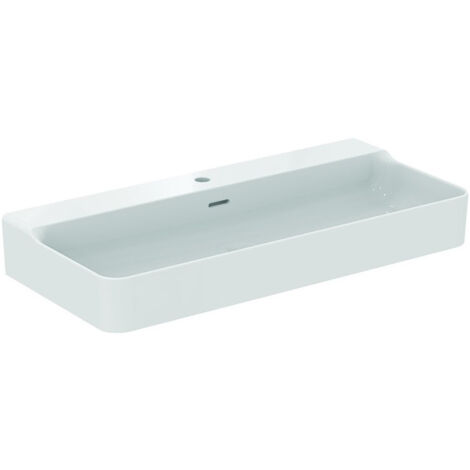 Lavabo CONCA 1000x450x165mm blanc 1 trou robinetterie, avec trop-plein IDEAL STANDARD