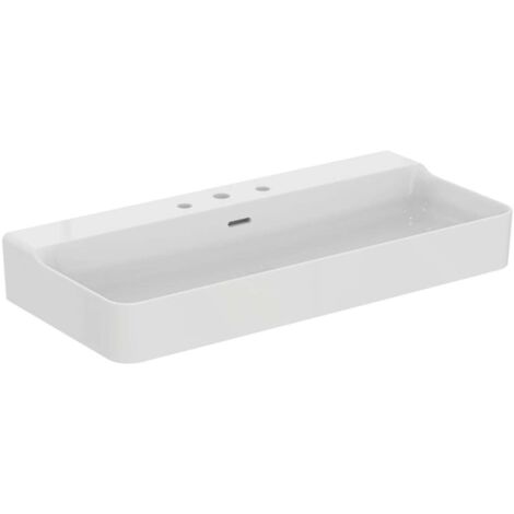 Lavabo CONCA 1000x450x165mm blanco 3 orificios para grifería, con rebosadero IDEAL STANDARD