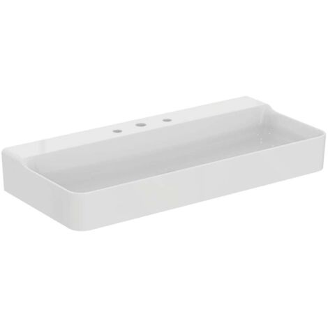 Lavabo CONCA 1000x450x165mm blanco 3 orificios para grifería, sin rebosadero IDEAL STANDARD