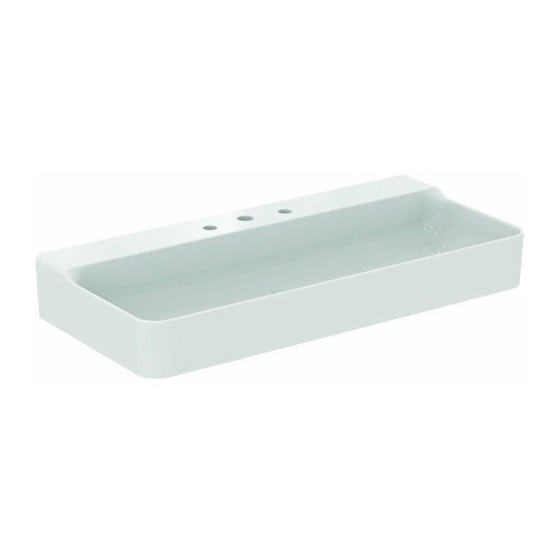 

Lavabo CONCA 1000x450x165mm blanco con Plus 3 orificios para grifería, sin rebosadero STANDARD - Ideal