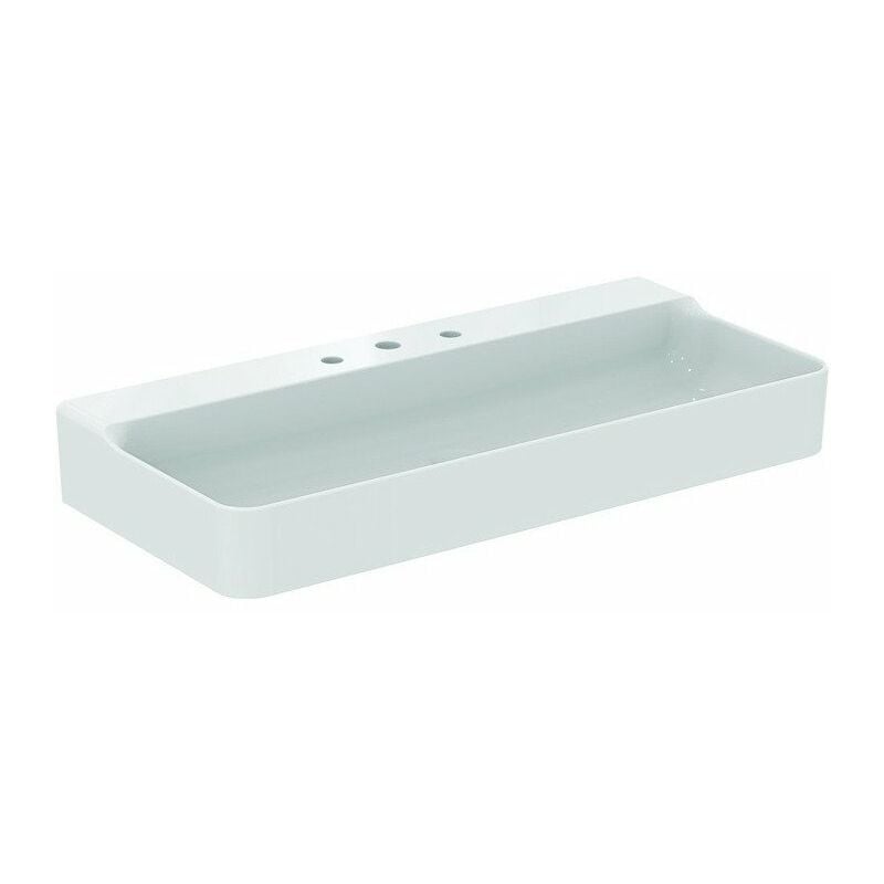 

Lavabo CONCA 1000x450x165mm, lijado blanco con Plus 3 orificios para grifería, sin rebosadero STANDARD - Ideal