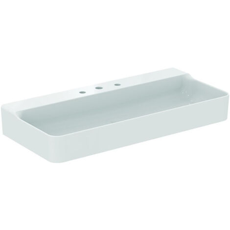 Lavabo CONCA 1000x450x165mm, sablé blanc 3 trous robinet, sans trop-plein IDEAL STANDARD
