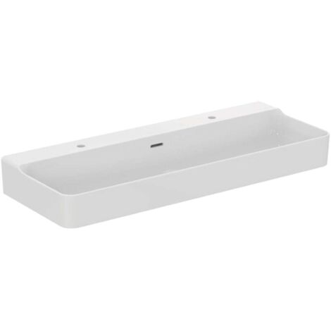 Lavabo CONCA 1200x450x165mm bianco 2 fori rubinetteria, con troppopieno IDEAL STANDARD