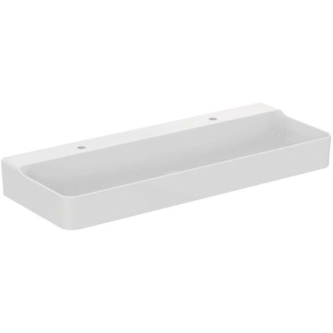 Lavabo CONCA 1200x450x165mm bianco 2 fori rubinetteria, senza troppopieno IDEAL STANDARD