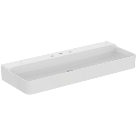 Lavabo CONCA 1200x450x165mm bianco 3 fori rubinetteria, senza troppopieno IDEAL STANDARD