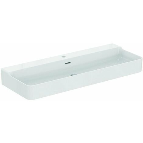 Lavabo CONCA 1200x450x165mm bianco con rubinetteria IdealPlus 1 foro, con troppopieno IDEAL STANDARD