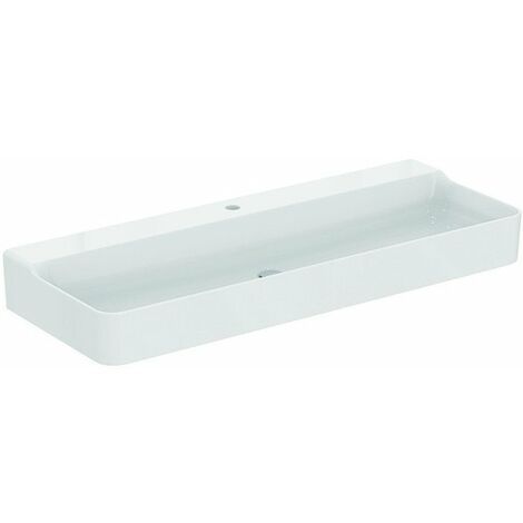Lavabo CONCA 1200x450x165mm bianco con rubinetteria IdealPlus 1 foro, senza troppopieno IDEAL STANDARD