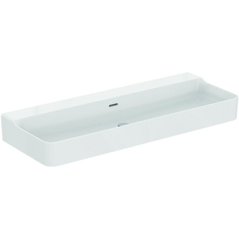 Lavabo CONCA 1200x450x165mm blanc avec IdealPlus sans trou pour robinet, avec trop-plein IDEAL STANDARD