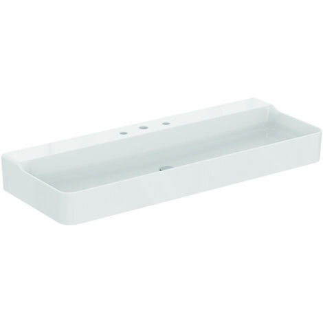 Lavabo CONCA 1200x450x165mm blanc avec robinetterie IdealPlus 3, sans trop-plein IDEAL STANDARD
