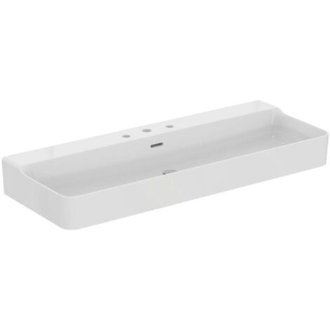 Lavabo CONCA 1200x450x165mm blanco 3 orificios para grifería, con rebosadero IDEAL STANDARD