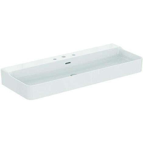 Lavabo CONCA 1200x450x165mm blanco con IdealPlus 3 orificios para grifería, con rebosadero IDEAL STANDARD