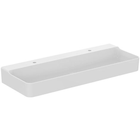Lavabo CONCA 1200x450x165mm, sablé blanc 2 trous robinet, sans trop-plein IDEAL STANDARD