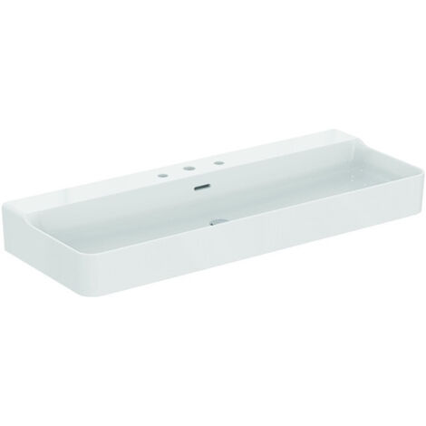 Lavabo CONCA 1200x450x165mm, sablé blanc avec robinetterie IdealPlus 3, avec trop-plein IDEAL STANDARD