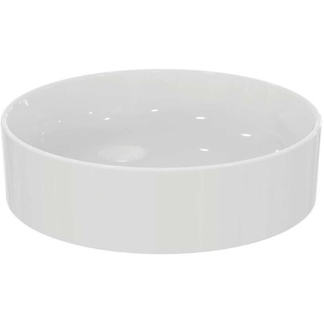 Lavabo CONCA 450x450x110mm, redondo blanco sin orificio para grifería, sin rebosadero IDEAL STANDARD