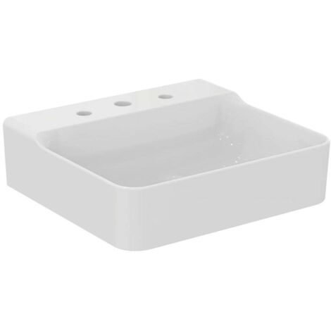 Lavabo CONCA 500x450x165mm blanco 3 orificios para grifería, sin rebosadero IDEAL STANDARD