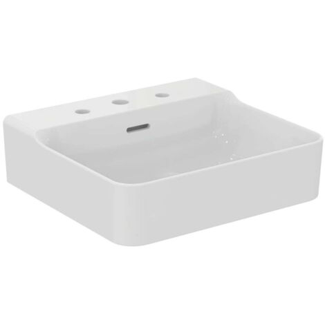 Lavabo CONCA 500x450x165mm, lijado blanco 3 orificios para grifería, con rebosadero IDEAL STANDARD
