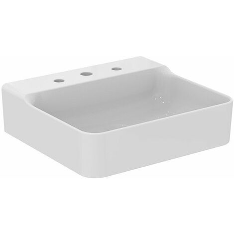 Lavabo CONCA 500x450x165mm, lijado blanco 3 orificios para grifería, sin rebosadero IDEAL STANDARD