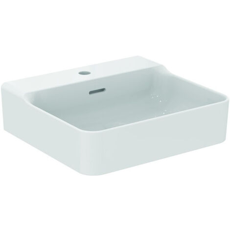 Lavabo CONCA 500x450x165mm, sablé blanc 1 trou robinetterie, avec trop-plein IDEAL STANDARD