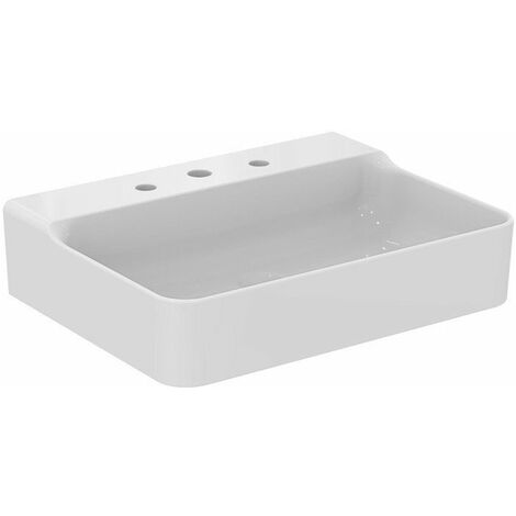 Lavabo CONCA 600x450x165mm bianco 3 fori rubinetteria, senza troppopieno IDEAL STANDARD