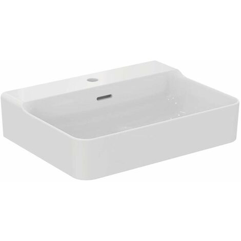 Lavabo CONCA 600x450x165mm, bianco sabbiato 1 foro, con troppopieno IDEAL STANDARD