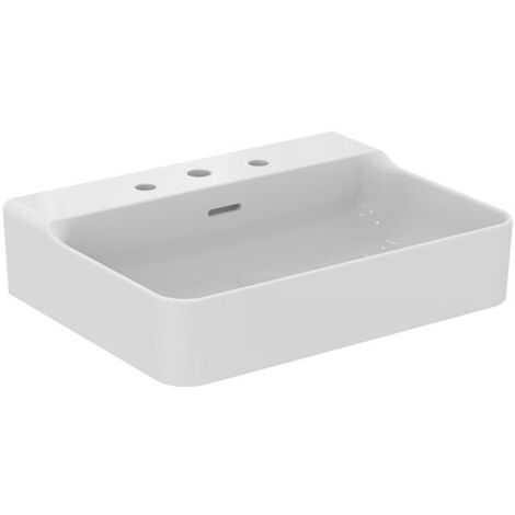 Lavabo CONCA 600x450x165mm blanc 3 trous robinetterie, avec trop-plein IDEAL STANDARD
