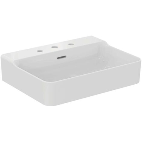 Lavabo CONCA 600x450x165mm blanco 3 orificios para grifería, con rebosadero IDEAL STANDARD