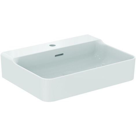 Lavabo CONCA 600x450x165mm, sablé blanc 1 trou robinetterie, avec trop-plein IDEAL STANDARD