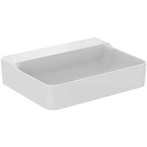Lavabo CONCA 600x450x165mm, sablé blanc avec IdealPlus sans trou pour robinet, avec trop-plein IDEAL STANDARD