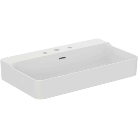 Lavabo CONCA 800x450x165mm bianco 3 fori rubinetteria, con troppopieno IDEAL STANDARD