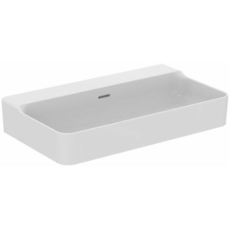 Lavabo CONCA 800x450x165mm bianco con IdealPlus senza foro rubinetto, con troppopieno IDEAL STANDARD