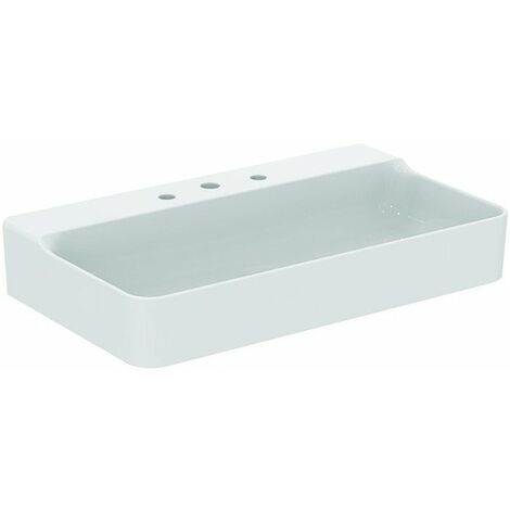 Lavabo CONCA 800x450x165mm bianco con rubinetteria IdealPlus 3 fori, senza troppopieno IDEAL STANDARD