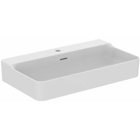 Lavabo CONCA 800x450x165mm, bianco sabbiato 1 foro, con troppopieno IDEAL STANDARD