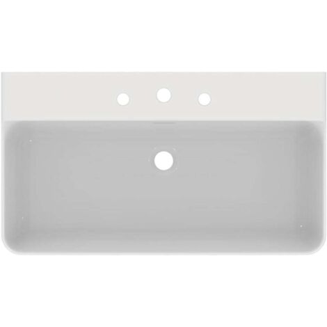 Lavabo CONCA 800x450x165mm, bianco sabbiato 3 fori, con troppopieno IDEAL STANDARD