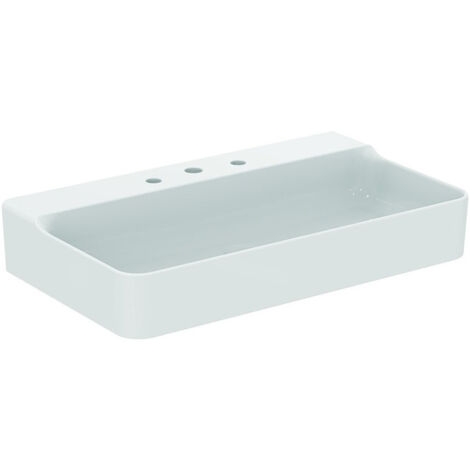 Lavabo CONCA 800x450x165mm blanc 3 trous robinet, sans trop-plein IDEAL STANDARD