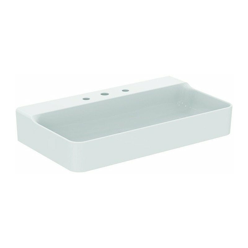 

Lavabo CONCA 800x450x165mm blanco con Plus 3 orificios para grifería, sin rebosadero STANDARD - Ideal