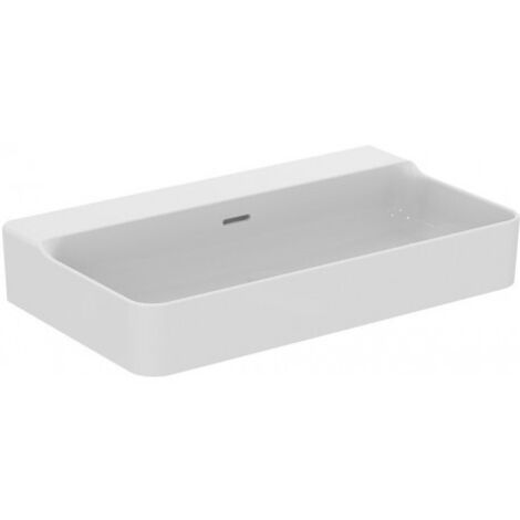 Lavabo CONCA 800x450x165mm, sablé blanc avec IdealPlus sans trou pour robinet, avec trop-plein IDEAL STANDARD