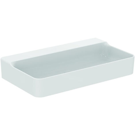 Lavabo CONCA 800x450x165mm, sablé blanc, sans trou pour robinet, sans trop-plein IDEAL STANDARD