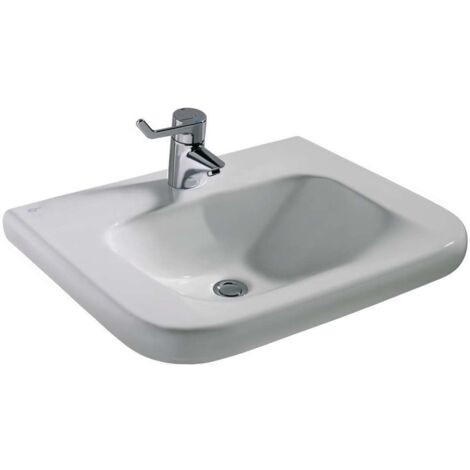 Lavabo CONTOUR 21 accesible en silla de ruedas, 600 x 555 x 175 mm sin rebosadero blanco IDEAL STANDARD