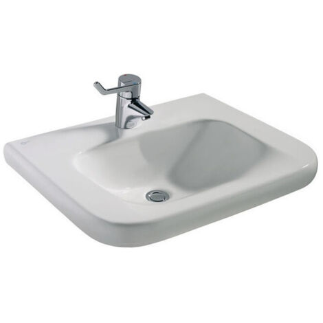 Lavabo CONTOUR 21 accessible en fauteuil roulant, 600 x 555 x 175 mm sans trop-plein blanc IDEAL STANDARD