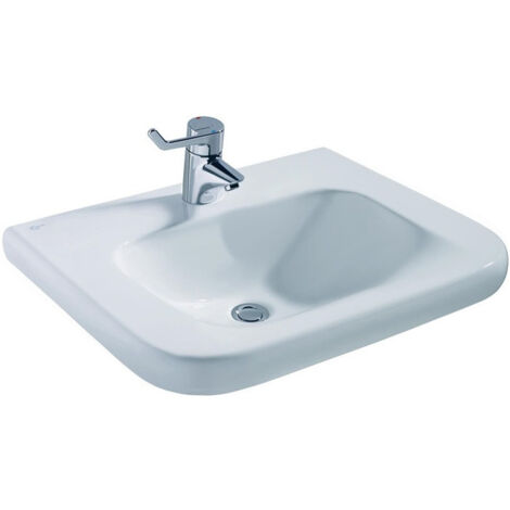 Lavabo CONTOUR 21 accessible en fauteuil roulant, 650 x 555 x 175 mm sans trop-plein blanc IDEAL STANDARD